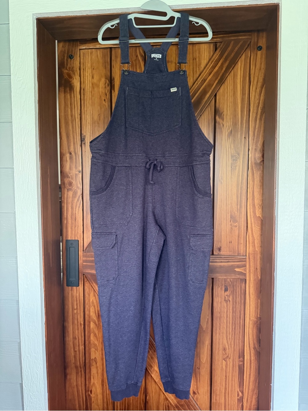 Duluth Trading Co Women's Souped-Up Sweats with Storm Cotton Overalls elderberry